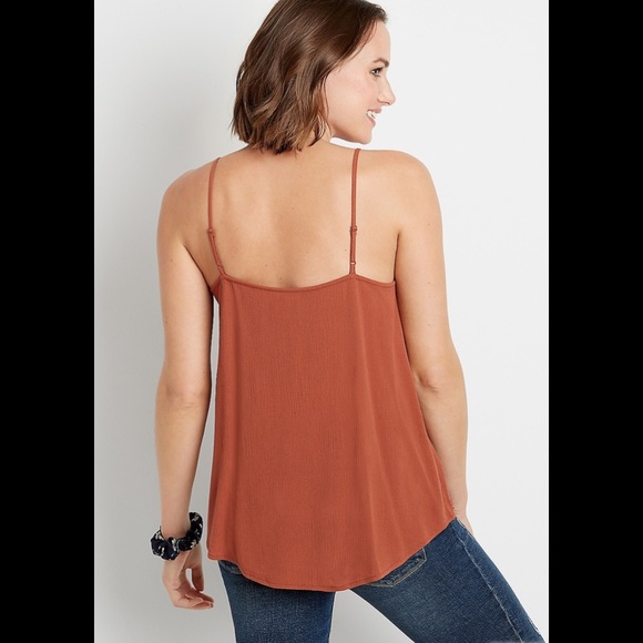 Maurices Brick Orange camisole with lace accents - Picture 2 of 4